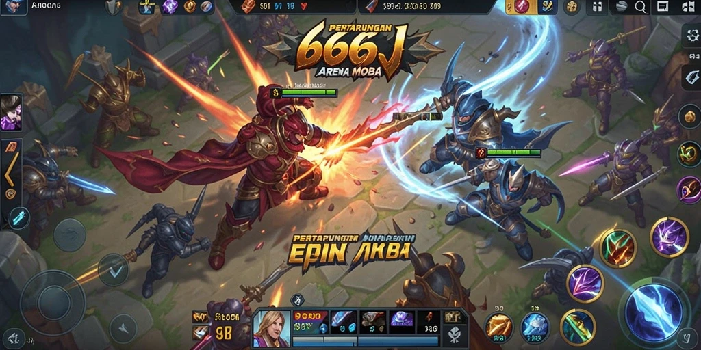 Gameplay seru 666J dalam pertempuran MOBA.