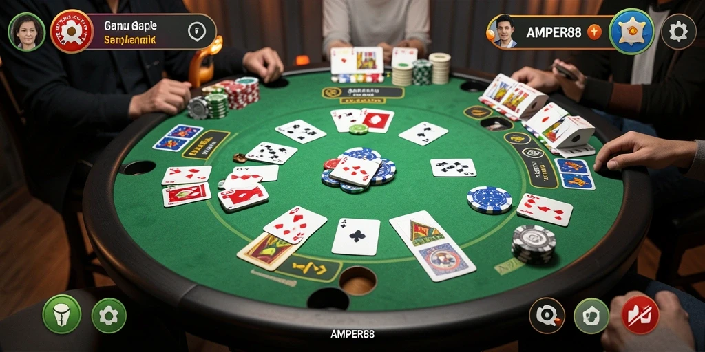 Tampilan gameplay seru di AMPER88 saat bermain Gaple.