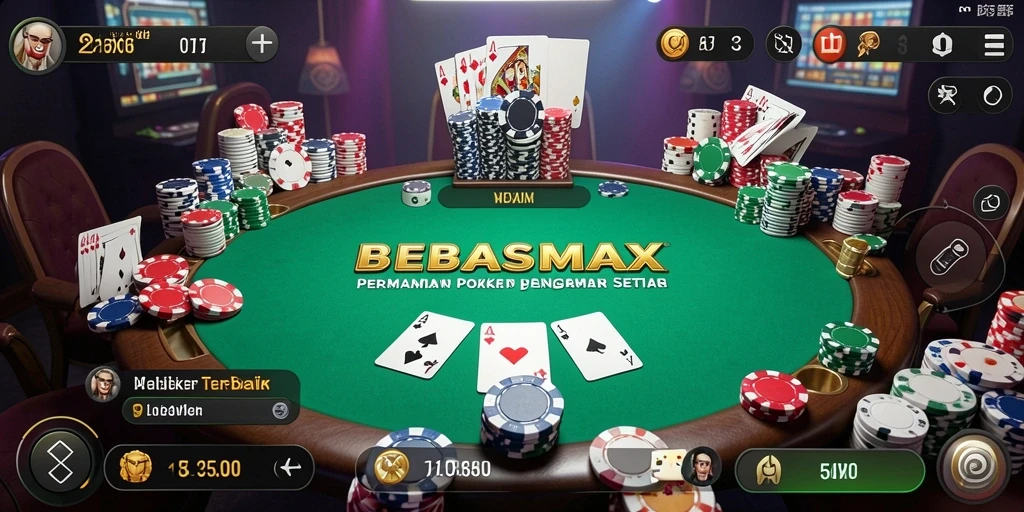 Tampilan gameplay Poker yang seru dan mendebarkan di BEBASMAX.