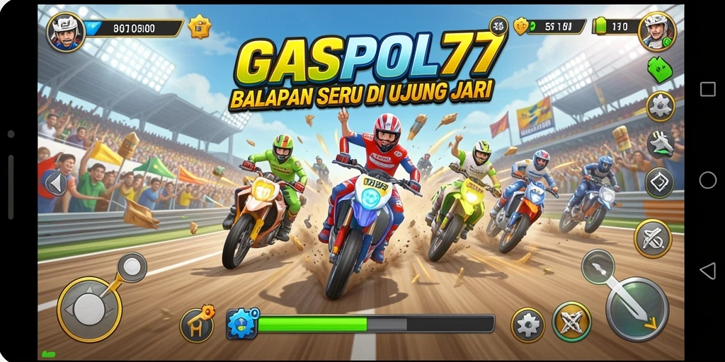 Gameplay GASPOL77 yang mendebarkan dengan balapan seru.
