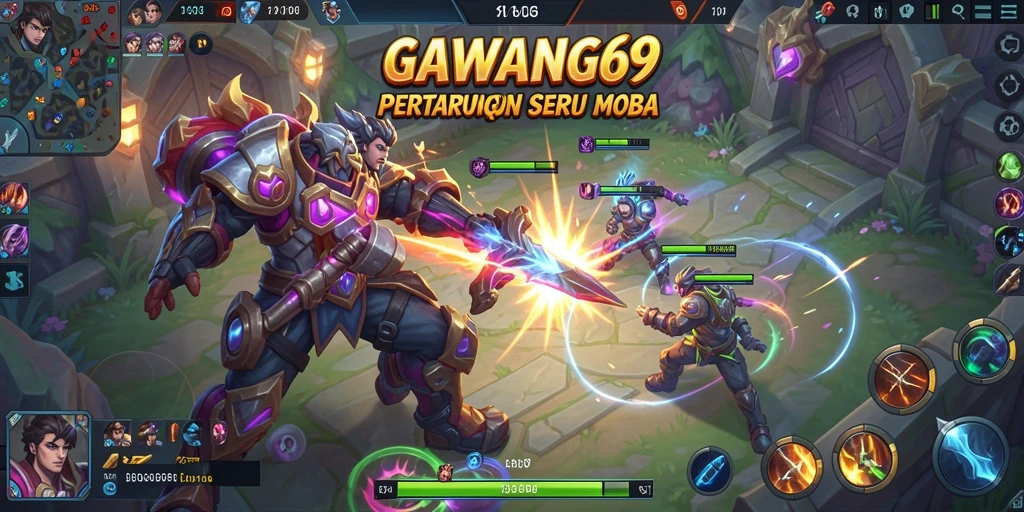 Tampilan menarik dari gameplay MOBA di GAWANG69.