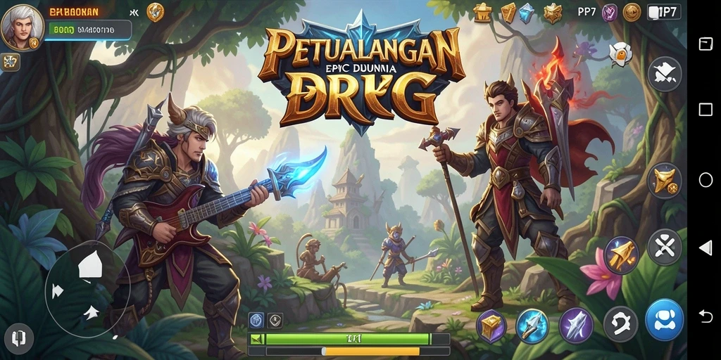 Screenshot gameplay PP7 menampilkan pertempuran seru dalam dunia RPG.