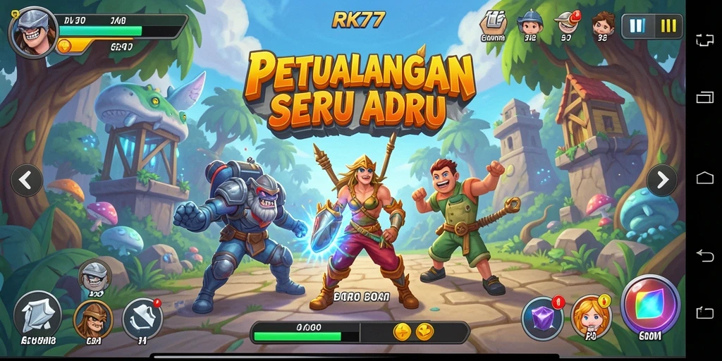 Tangkapan layar menampilkan aksi seru dalam gameplay RK77.