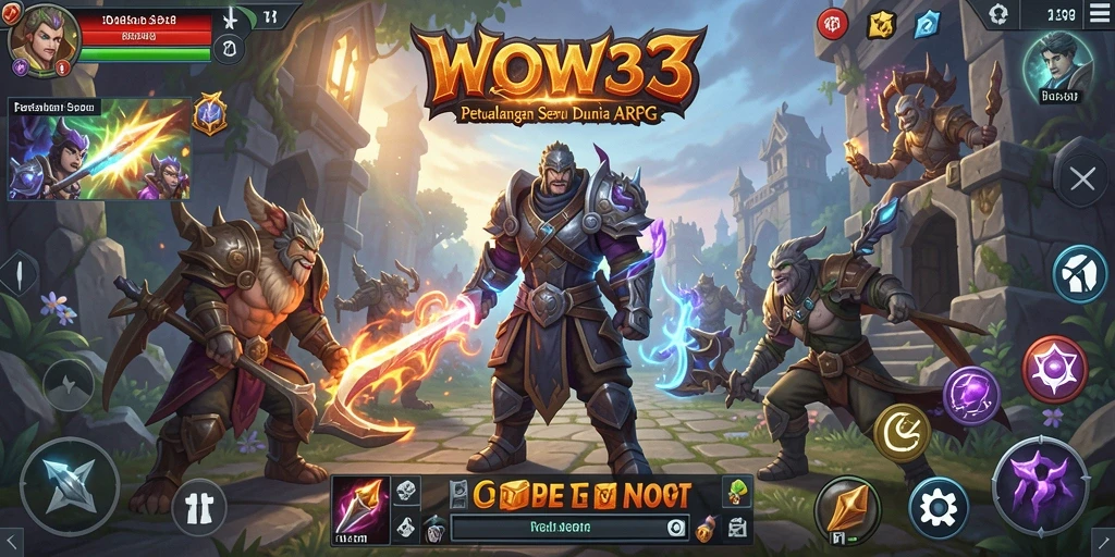 Gambaran aksi menyenangkan dalam permainan ARPG WOW33.